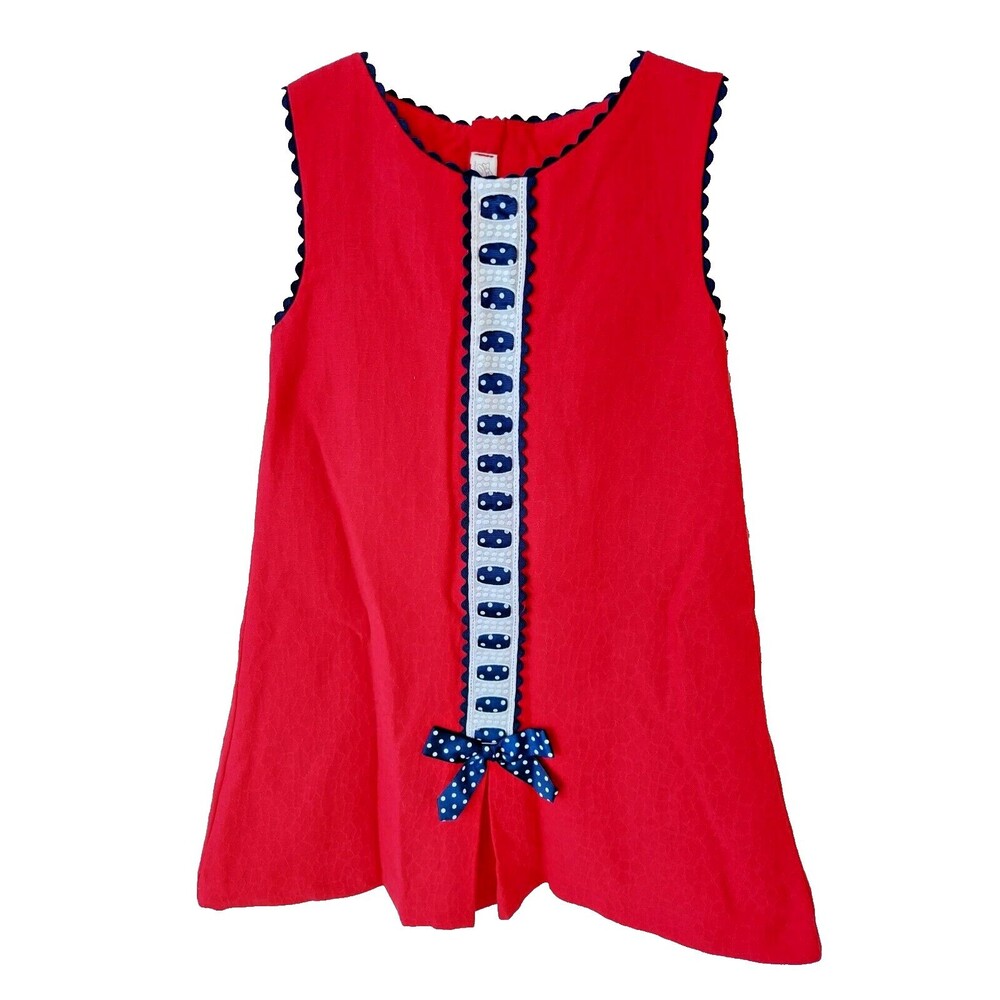 Boutique Dolce Petite Girls Red White Blue Dress Size 8 lined NWOT